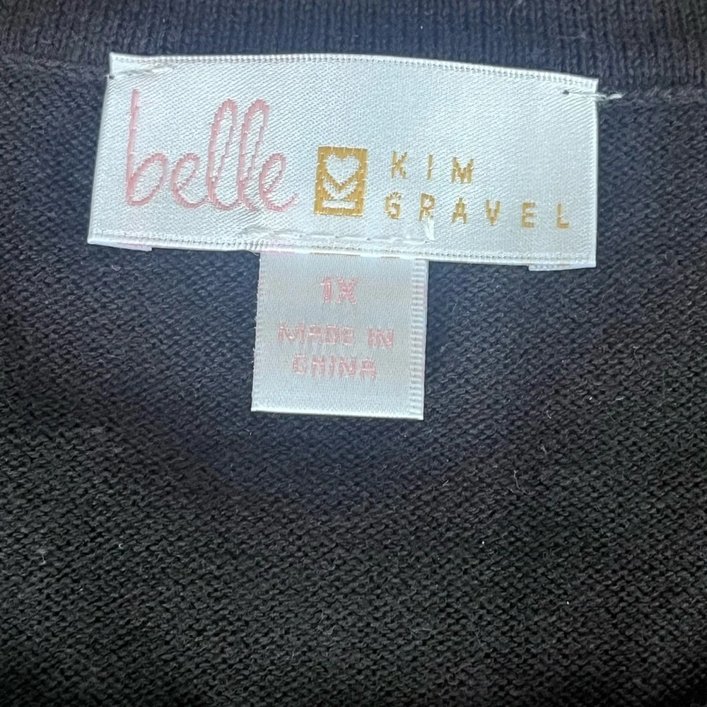 Black Sweater with Pink &‎ Red Heart Appliqués - Women